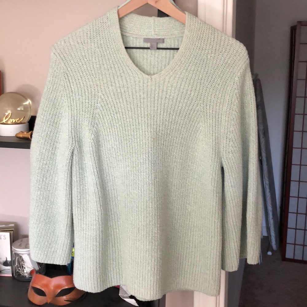 COS v-neck chunky knit winter green sweater